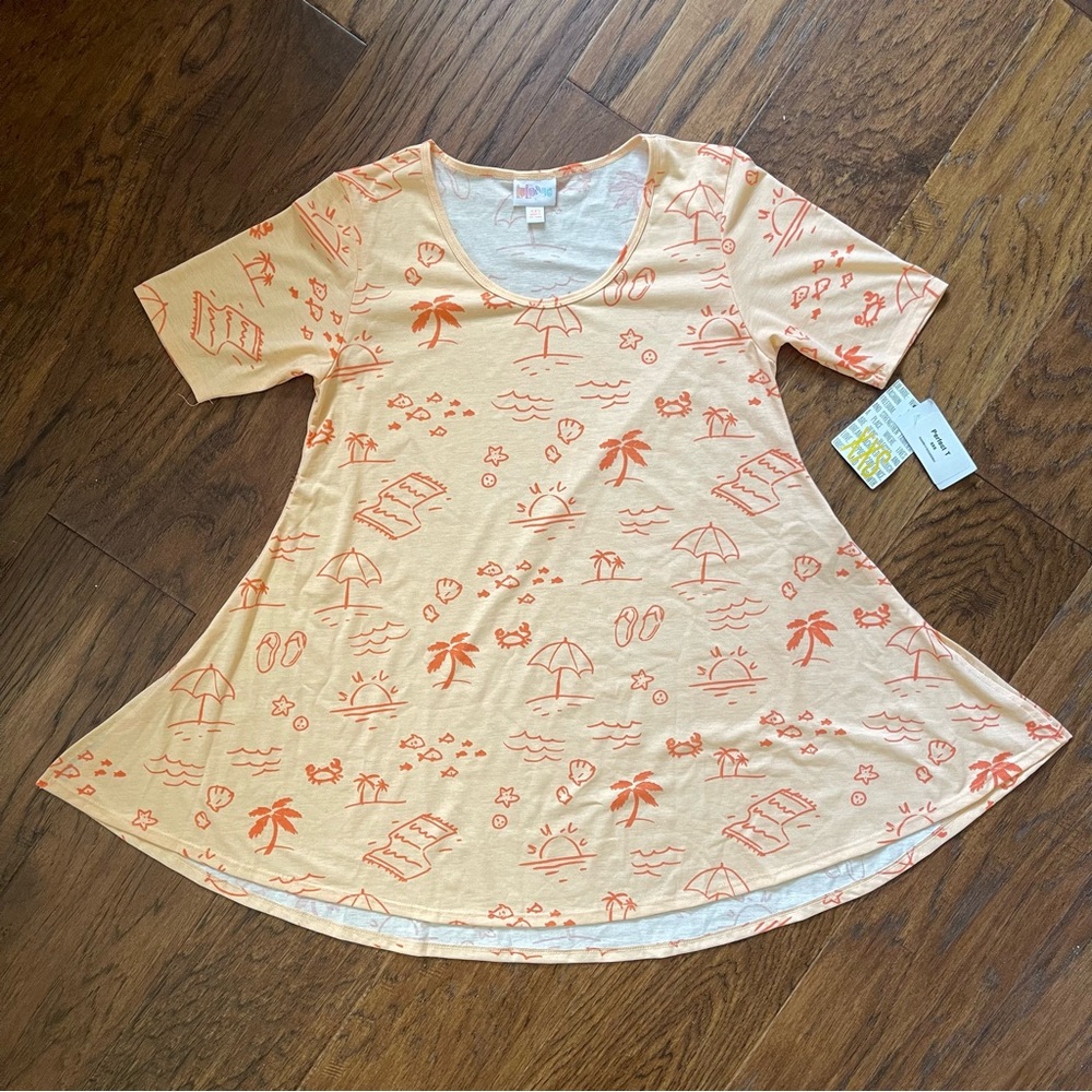 RARE Orange Coral Peach Beach Scoop Neck HTF Perfect T by Lularoe XXS